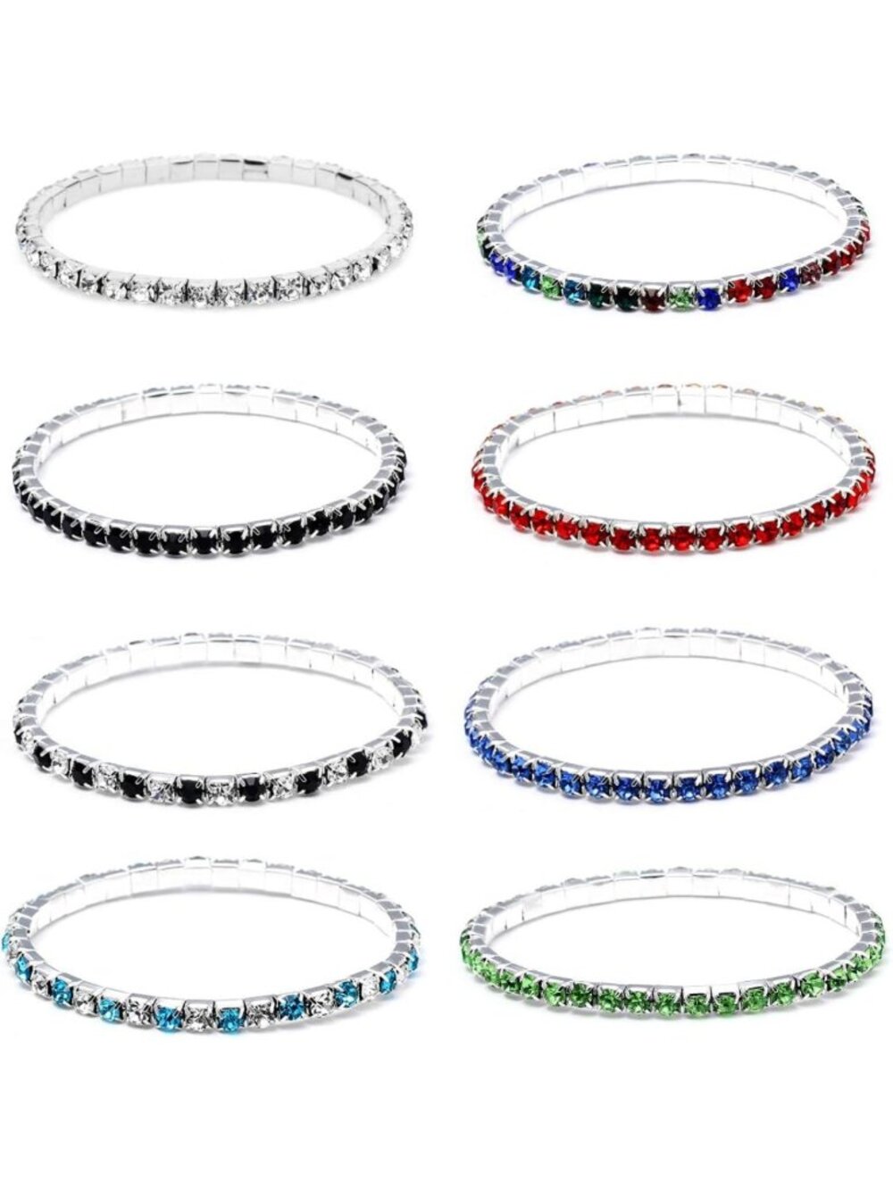 Sparkle Multicolor Rhinestone Stackable Stretch Bracelets for Women - Fashion